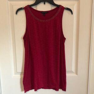 BANANA REPUBLIC Hot Pink Beaded Neckline Scoop Neck Sleeveless Tank Top Small